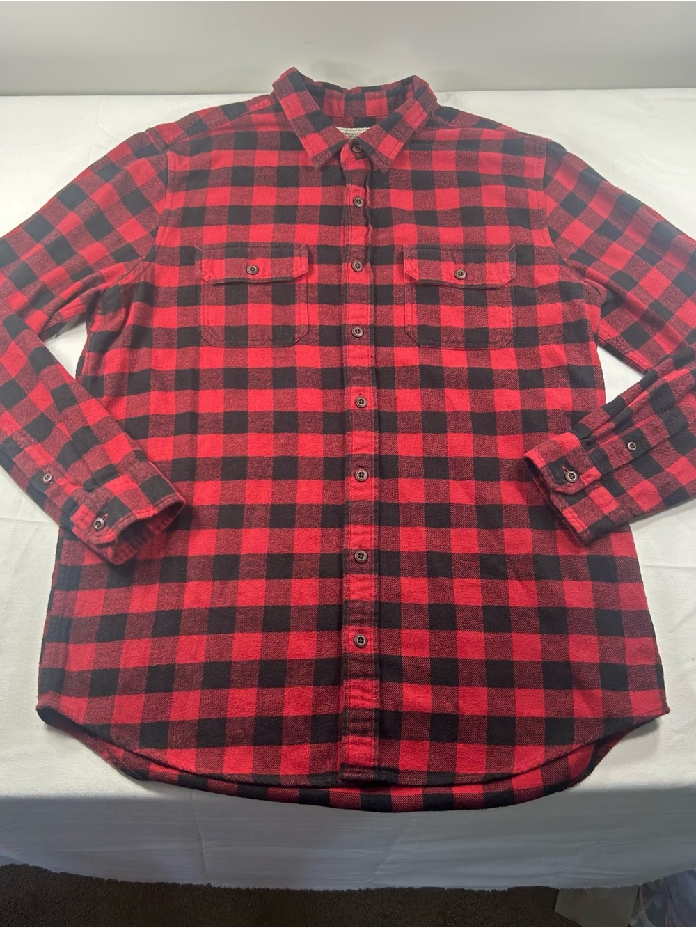 American Eagle Flannel Buffalo Plaid Red Black Shirt Men XLT Lumberjack Farmwear